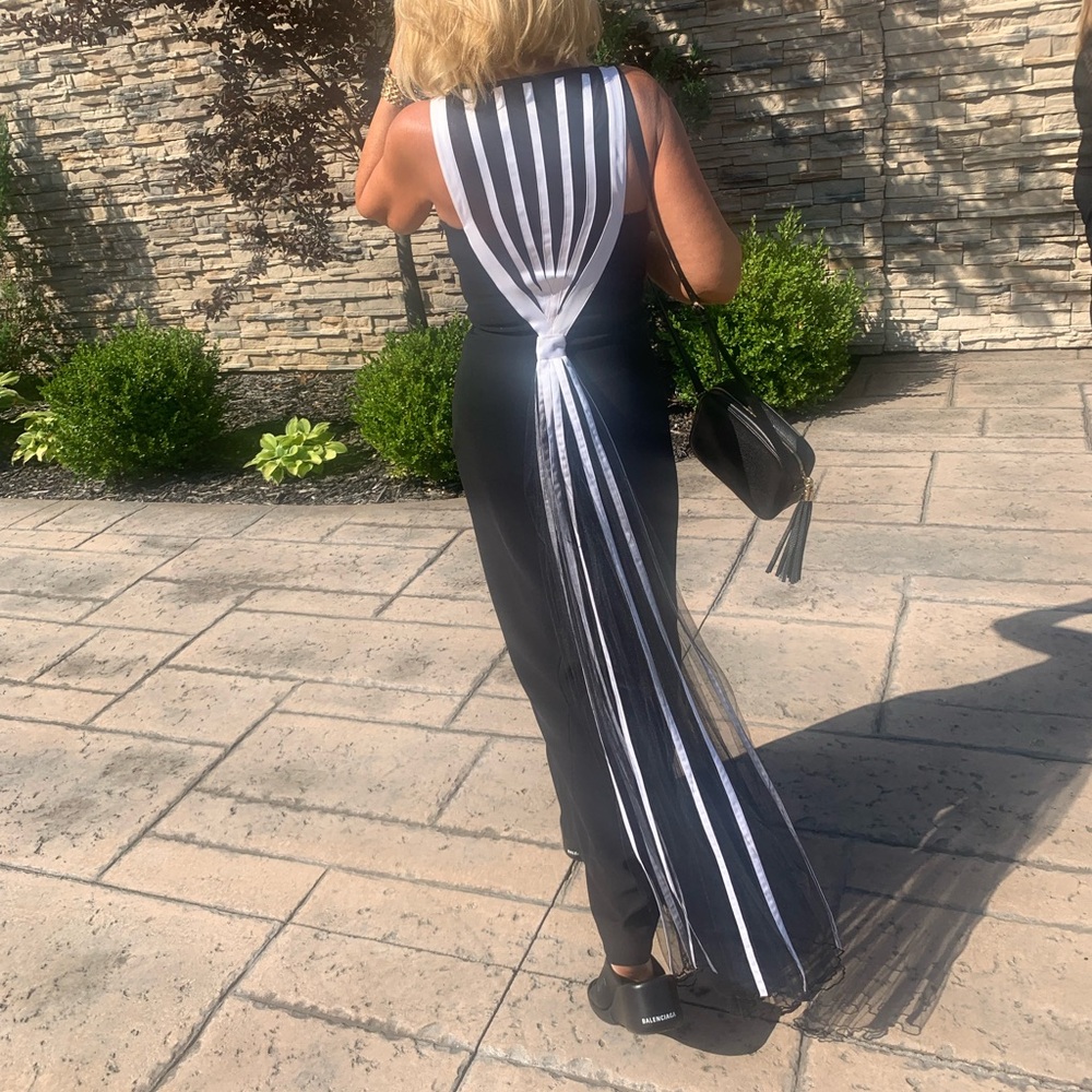 ABS Evening black and white dress
